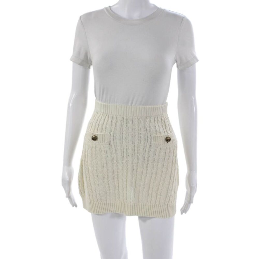 Not Available Womens Ivory Cotton Mini Skirt Pull On Size 38